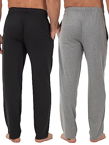 Fruit of the Loom mens Extended Sizes Jersey Knit Sleep Pant Pajama Bottom, Black/Light Grey (2-pack), 3X-Large Tall US