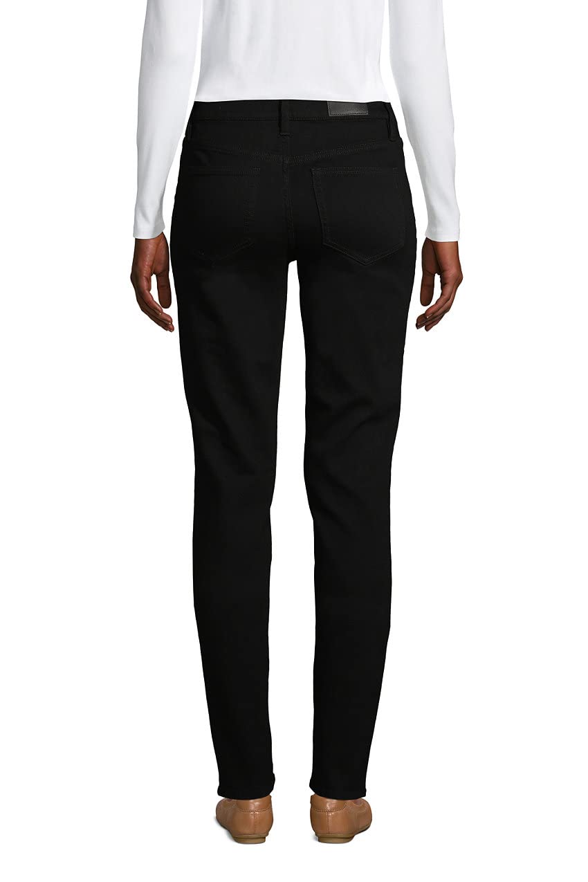 Lands' End Women's Mid Rise Straight Leg Jeans Black Tall 10 34