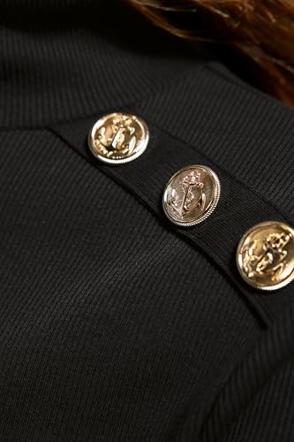 Long Tall Sally LTS Tall Ribbed Shoulder Button Maxi Dress Black 14