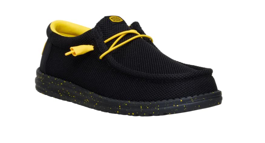 HEYDUDE Wally Stretch Sox Black/Yellow Size 14, Men’s Shoes, Slip-on Loafers, Comfortable & Light-Weight