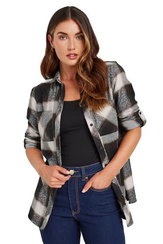 Long Tall Sally LTS Tall Check Cotton Shirt Black 6