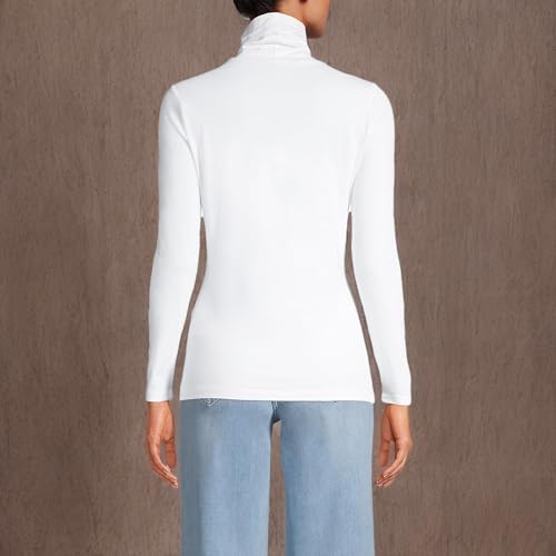 Lands' End Womens Long Sleeve Shaped LWCM Turtleneck White Tall Small