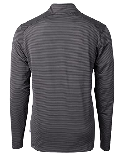 Cutter & Buck Virtue Eco Pique Micro Stripe Recycled Mens Big & Tall Quarter Zip, Black/Elemental Grey