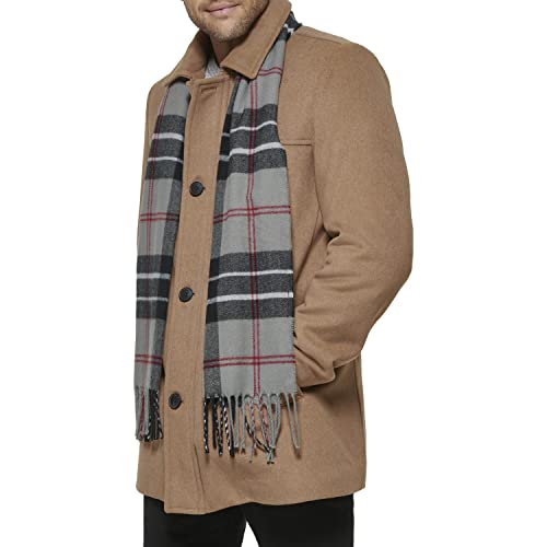 Dockers Men's Weston Wool Blend Coat (Regular and Big & Tall), Camel/Light Grey Scarf, XX-Large Tall