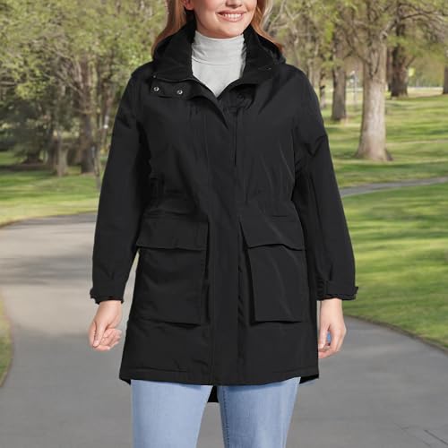 Lands' End Womens Squall Waterproof Parka Black Tall Large