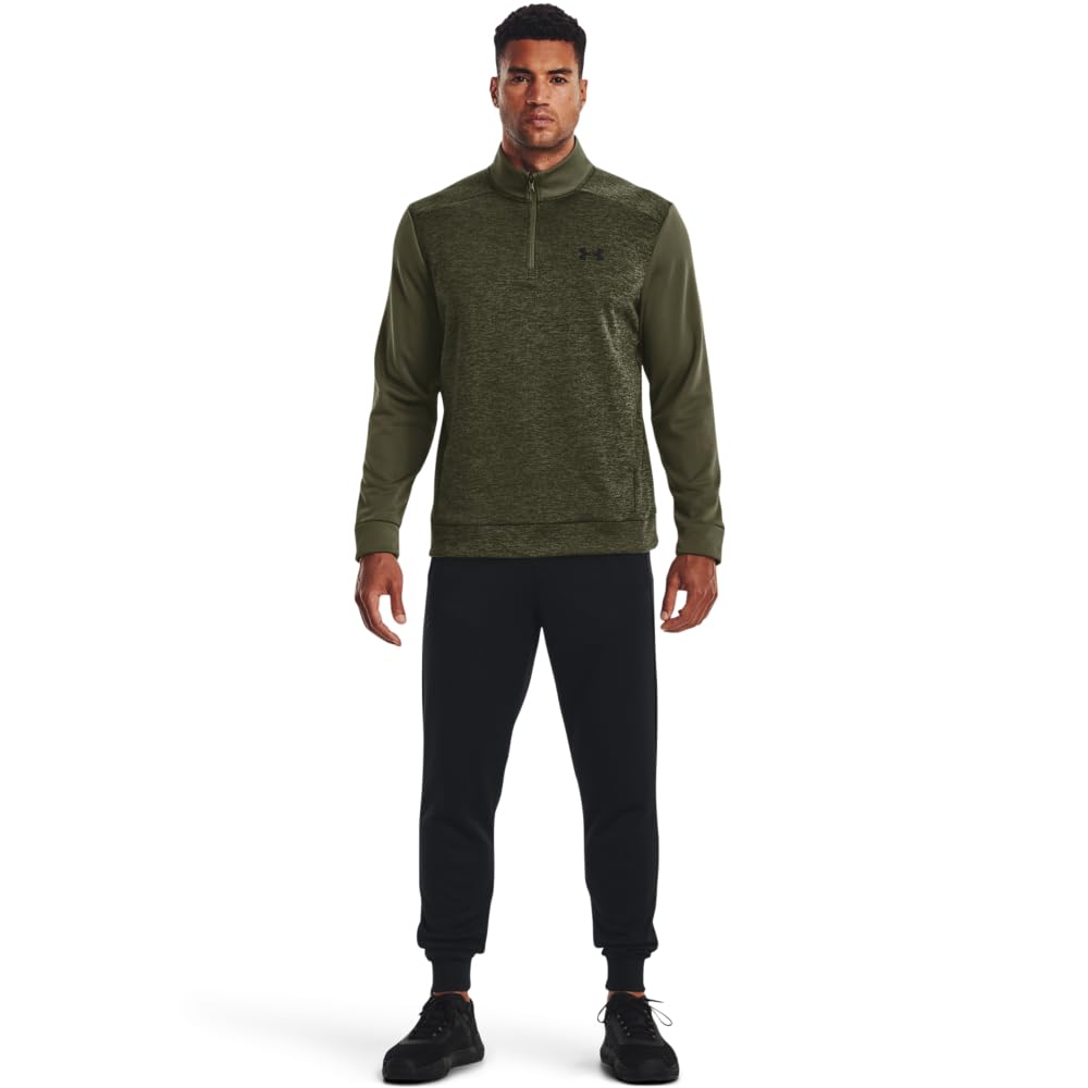 Under Armour Men's Armour Fleece Twist Quarter Zip, (390) Marine OD Green / / Black, Medium