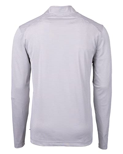 Cutter & Buck Virtue Eco Pique Micro Stripe Recycled Mens Big & Tall Quarter Zip, Polished/White