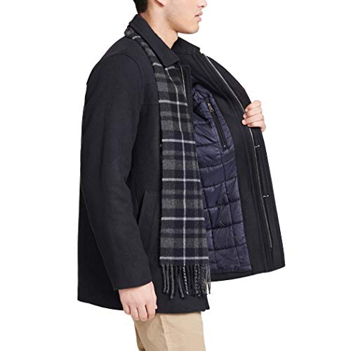 Dockers Men's Weston Wool Blend Coat with Scarf (Regular and Big & Tall), Navy, 2X