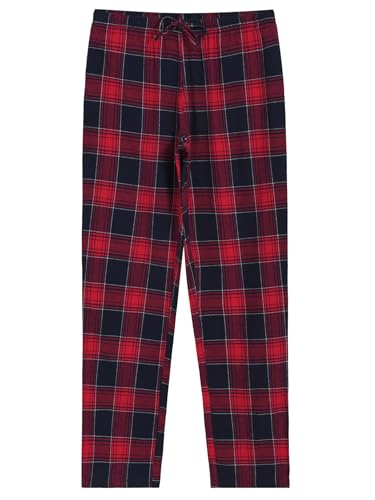 Latuza Women's Tall Flannel Pajama Set Extra Long Button Up Top Pants Pj Set S Red Plaid