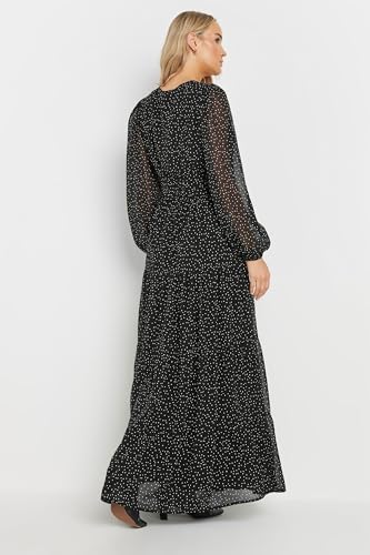 Long Tall Sally LTS Tall Chiffon Spot Tiered Maxi Dress Black 10