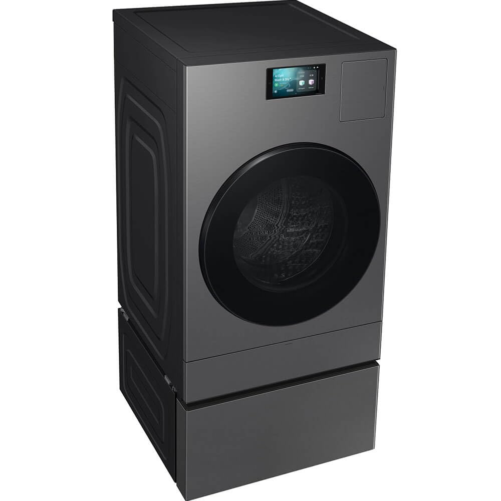 SAMSUNG Bespoke AI Laundry Comb Pedestal with Pull Out Storage Drawer, WE702NZ/US, Dark Steel