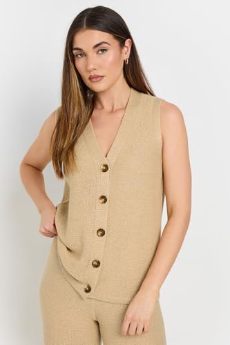 Long Tall Sally LTS Tall Knitted Button Waistcoat Vest Natural 6-8