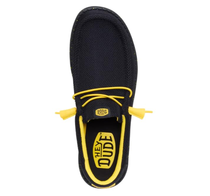 HEYDUDE Wally Stretch Sox Black/Yellow Size 14, Men’s Shoes, Slip-on Loafers, Comfortable & Light-Weight