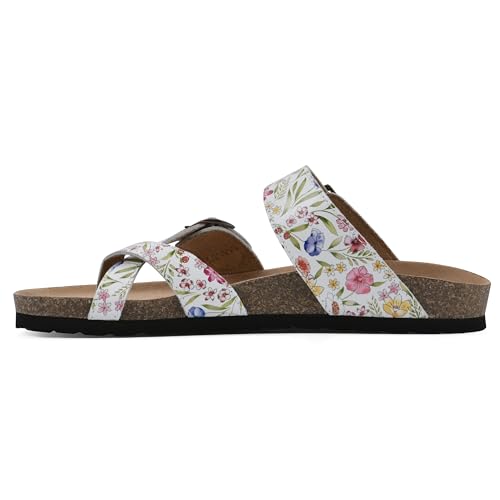 White/Multi Floral/Leather