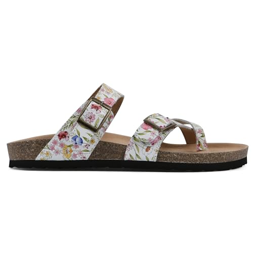 White/Multi Floral/Leather