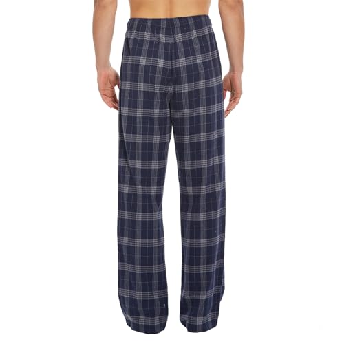 Tall MobPlace Mens 34/36 Inseam 100% Cotton Pajama Pants for Tall Men Navy/Grey
