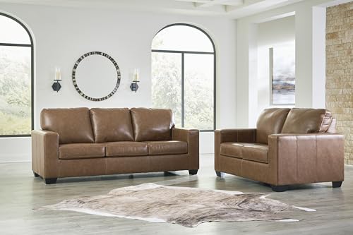 Signature Design by Ashley Bolsena Contemporary Leather Match Sofa, Dark Brown