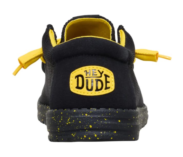 HEYDUDE Wally Stretch Sox Black/Yellow Size 14, Men’s Shoes, Slip-on Loafers, Comfortable & Light-Weight