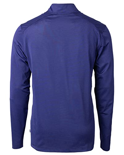 Cutter & Buck Virtue Eco Pique Micro Stripe Recycled Mens Big & Tall Quarter Zip, Tour Blue/Black