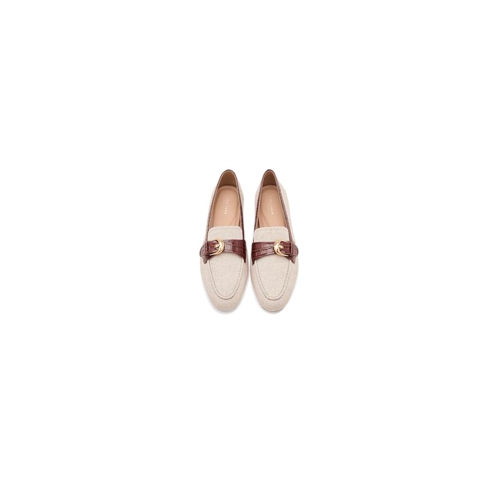 Natural Canvas/Ch Mahogany Croc Print Leather