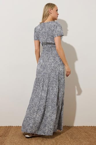 Long Tall Sally LTS Tall Abstract Tiered Maxi Dress Navy 14