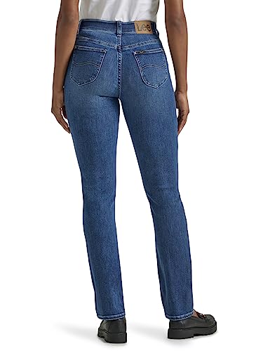 Lee Women's Ultra Lux Comfort with Flex Motion Straight Leg Jean, Cobalt Sheen, 14 Long