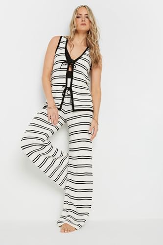 Long Tall Sally Lts Tall Knit Stripe Tie Front Undershirt Top Ivory 14-16