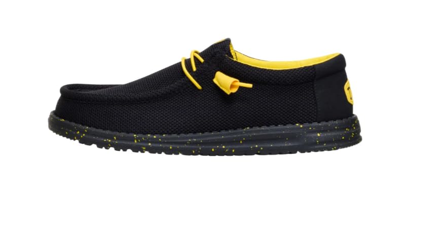 HEYDUDE Wally Stretch Sox Black/Yellow Size 14, Men’s Shoes, Slip-on Loafers, Comfortable & Light-Weight