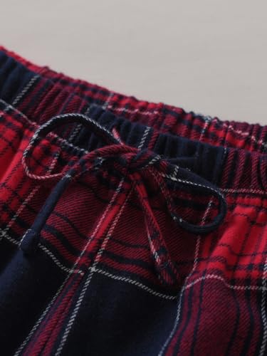 Latuza Women's Tall Flannel Pajama Set Extra Long Button Up Top Pants Pj Set S Red Plaid