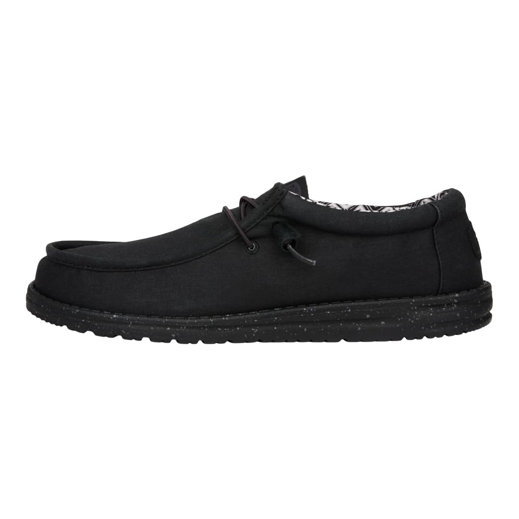 HEYDUDE Men's Wally Stretch Canvas Black/Black Size 14 | Men's Shoes | Men Slip-on Loafers | Comfortable & Light-Weight
