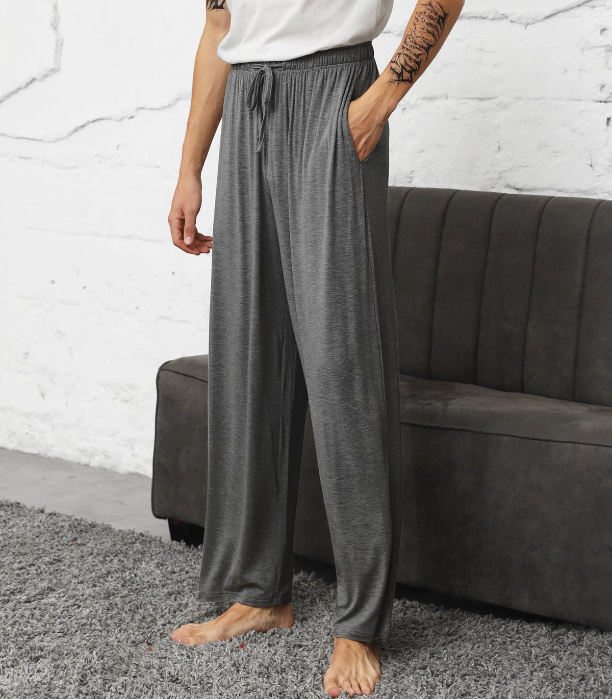 WiWi Mens Bamboo Pajama Pants Soft Sleep Bottoms
