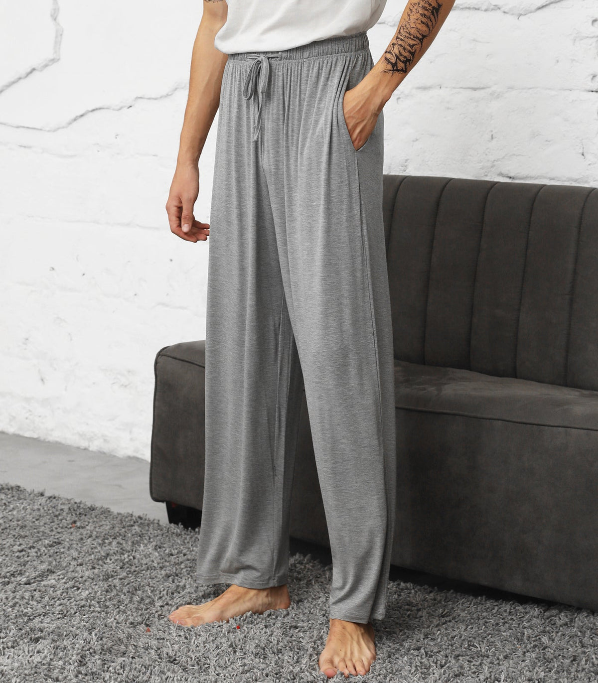 WiWi Mens Bamboo Pajama Pants Soft Sleep Bottoms