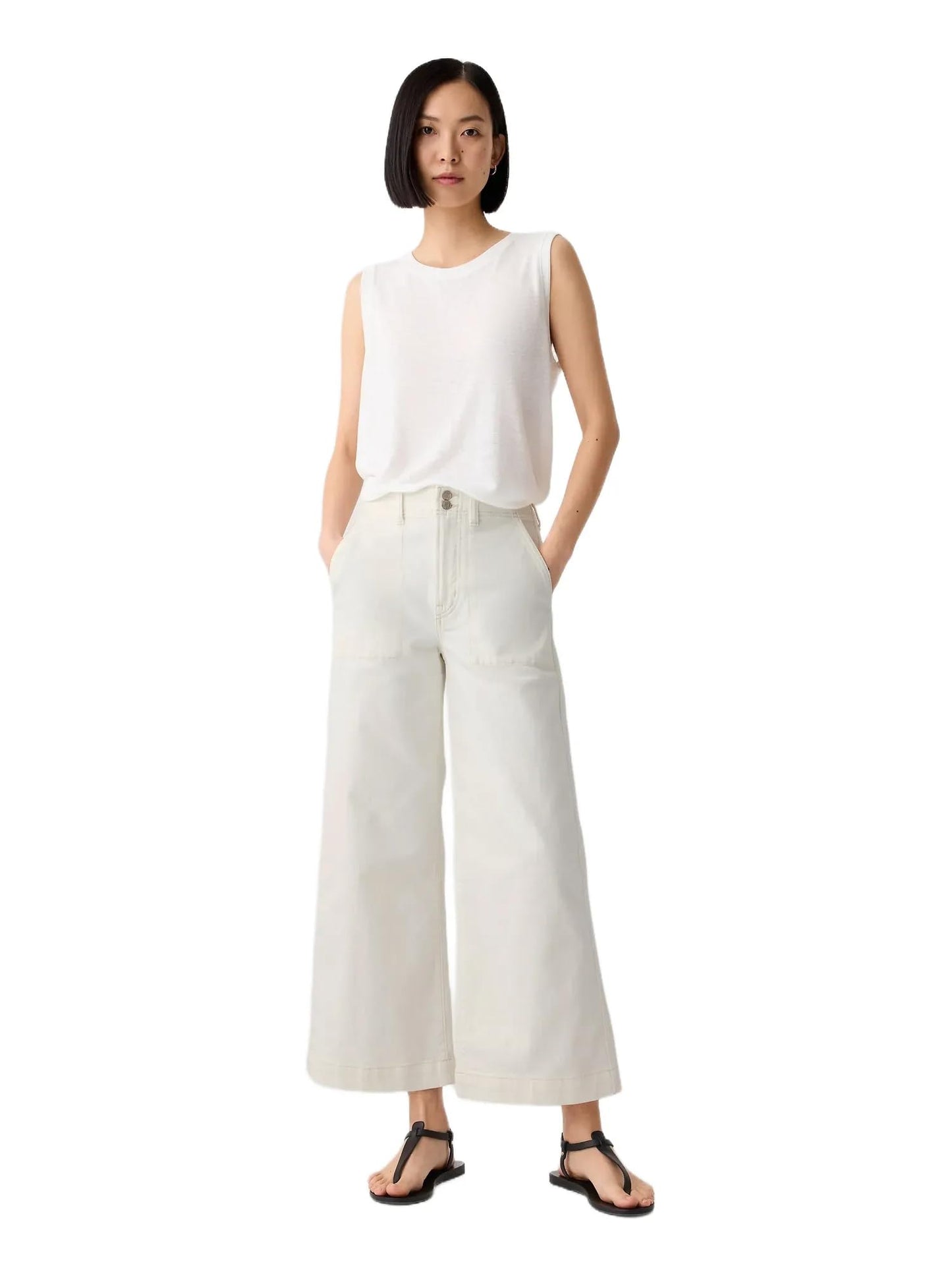 GAP Womens High Rise Wide Leg Jeans Vintage White 28 REG