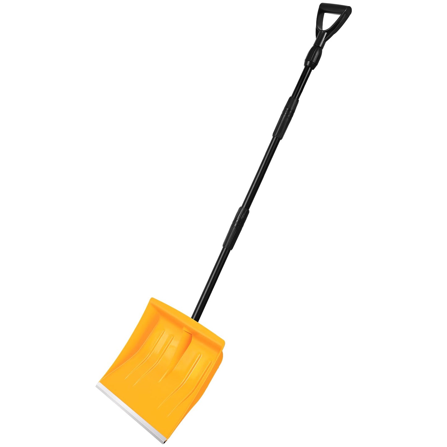 Snow Shovel for Driveway Stairs Decks Garage Snow Removal with Telescopic 52-59 inch Long Handle Lightweight Household Snow Shovel for Soft and Light Snow Removal (16 inch Wide)