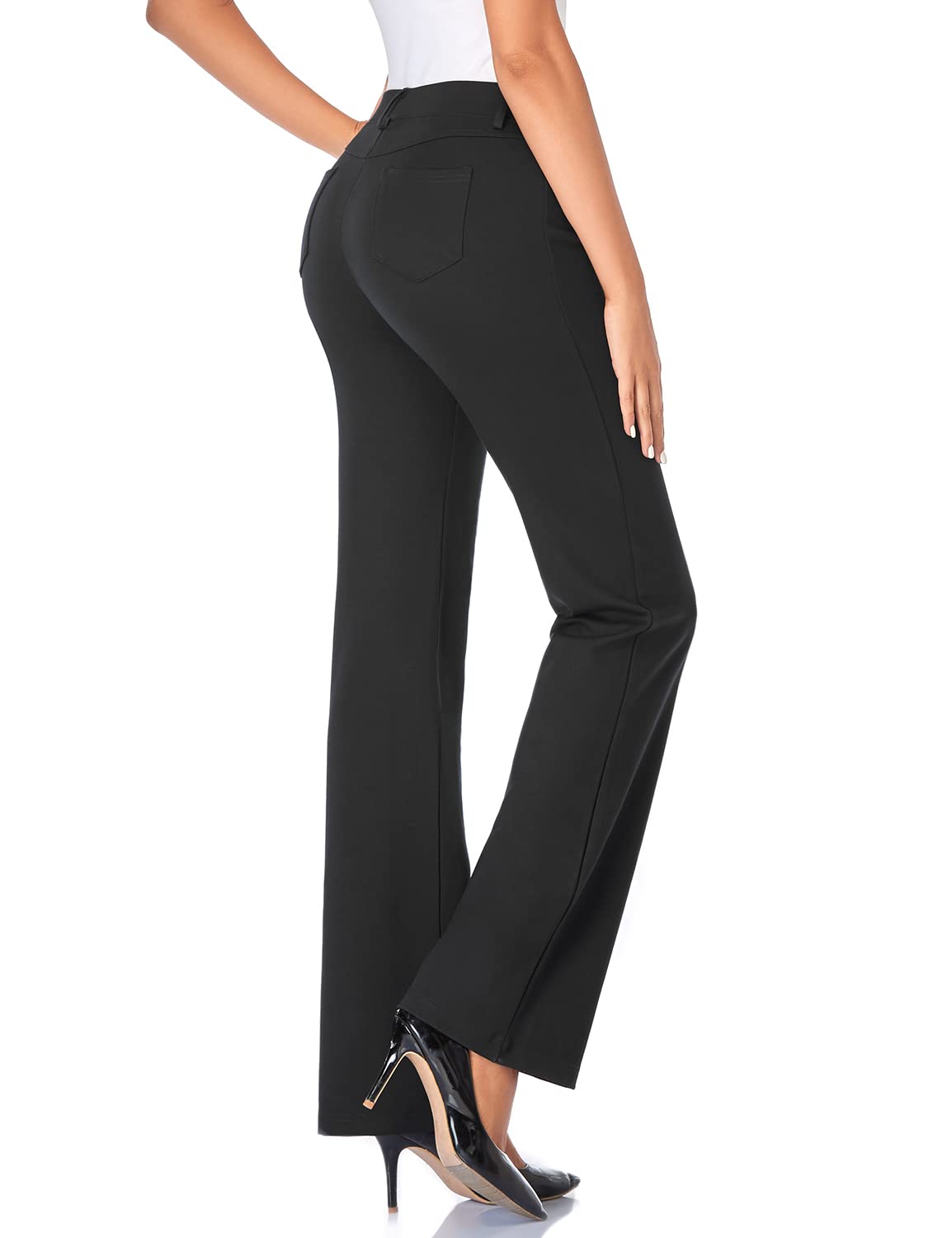 Tapata Women's 28''/30''/32''/34'' Stretchy Bootcut Dress Pants with Pockets Tall, Petite, Regular for Office Work Business 34", Black, XXL
