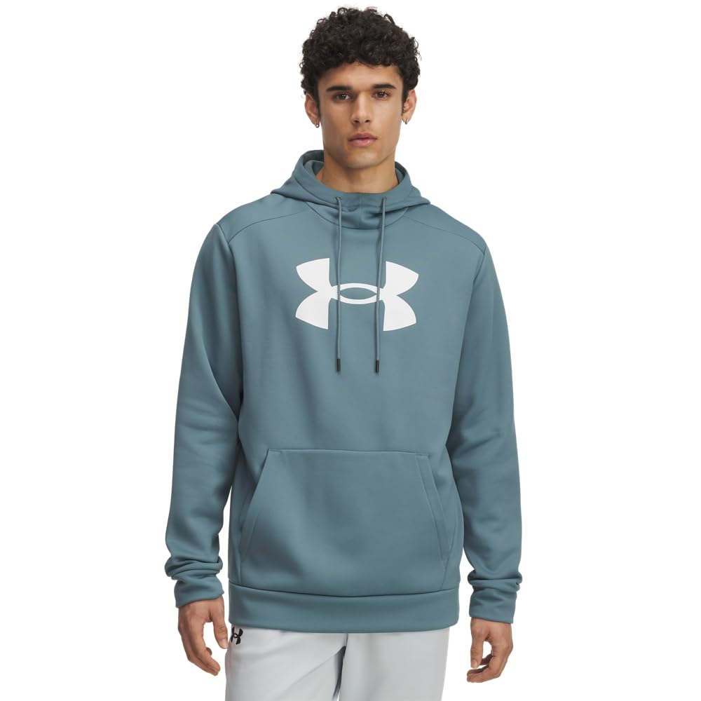 Under Armour Men's Armour Fleece Big Logo Hoodie, (587) Jasper Blue / / White, Large Tall