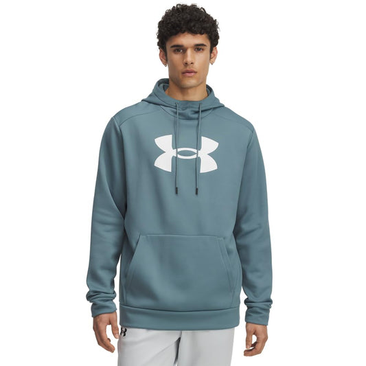 Under Armour Men's Armour Fleece Big Logo Hoodie, (587) Jasper Blue / / White, Large Tall