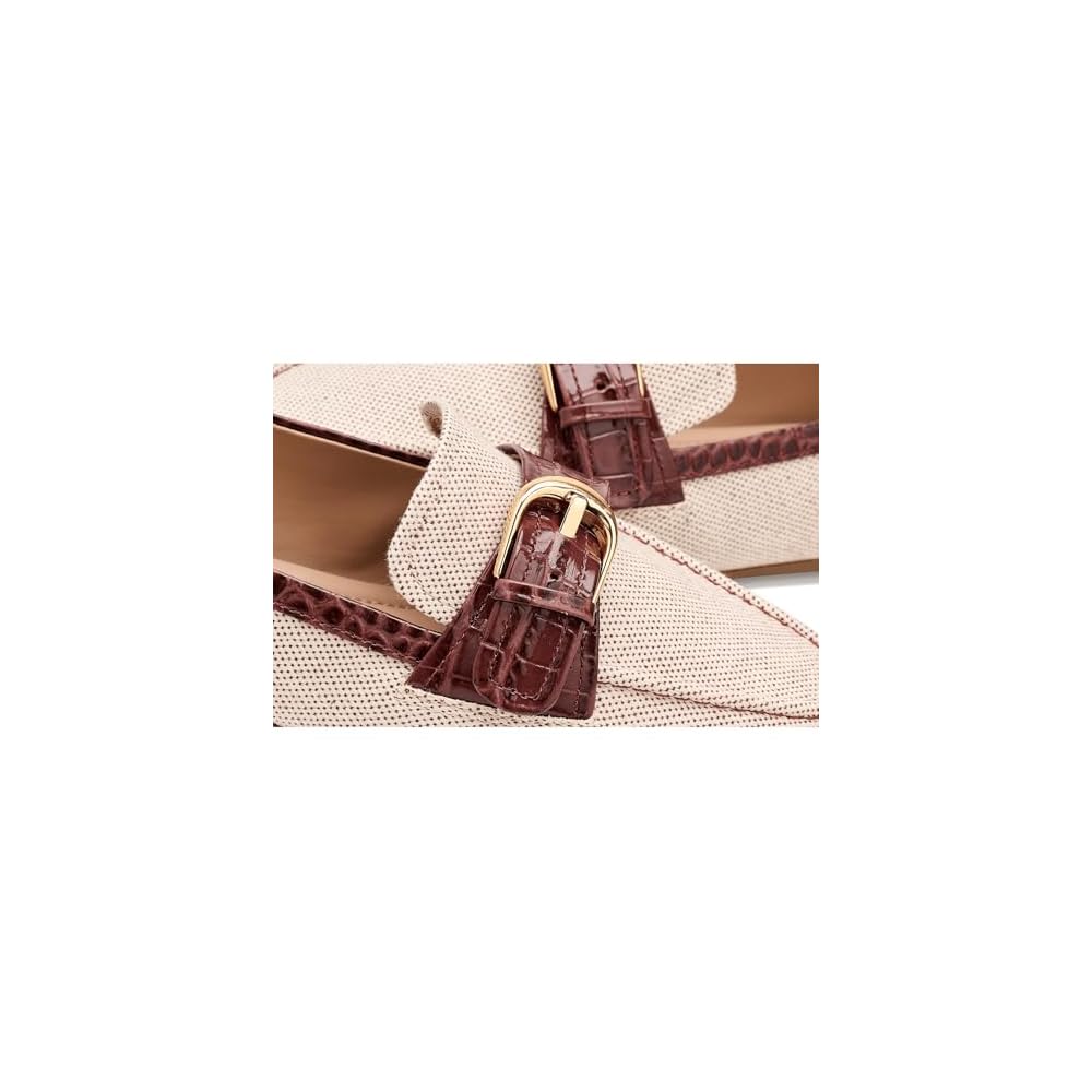 Natural Canvas/Ch Mahogany Croc Print Leather