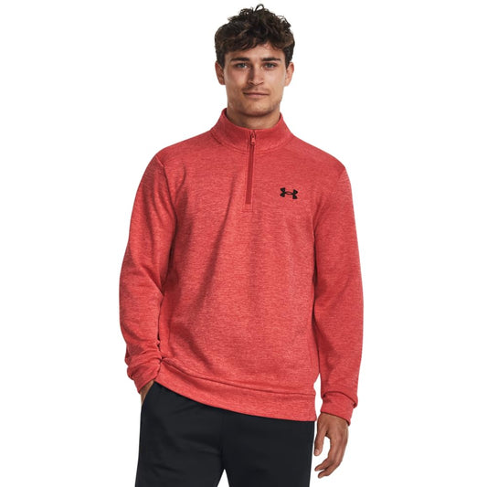 Under Armour mens Armour Fleece Twist Quarter Zip, (690) Venom Red / / Black, X-Large Tall