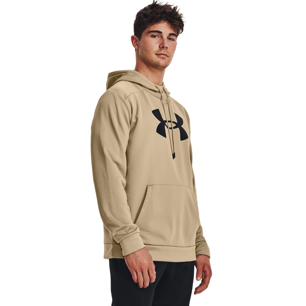 Under Armour mens Armour Fleece Big Logo Hoodie, (299) City Khaki / / Black, Large Tall