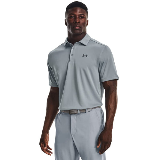 Under Armour Men's Tech Golf Polo, (465) Harbor Blue / / Pitch Gray, Small Tall