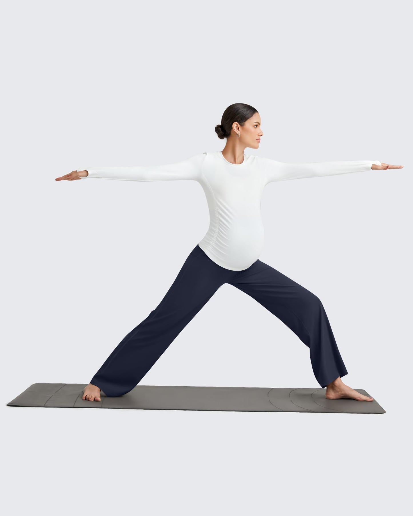 G4Free Maternity Pants for Women Casual Loose Wide Leg Cozy Pant Pregnancy Clothes Yoga Dress Work Trousers(Dark Blue,XS,32")