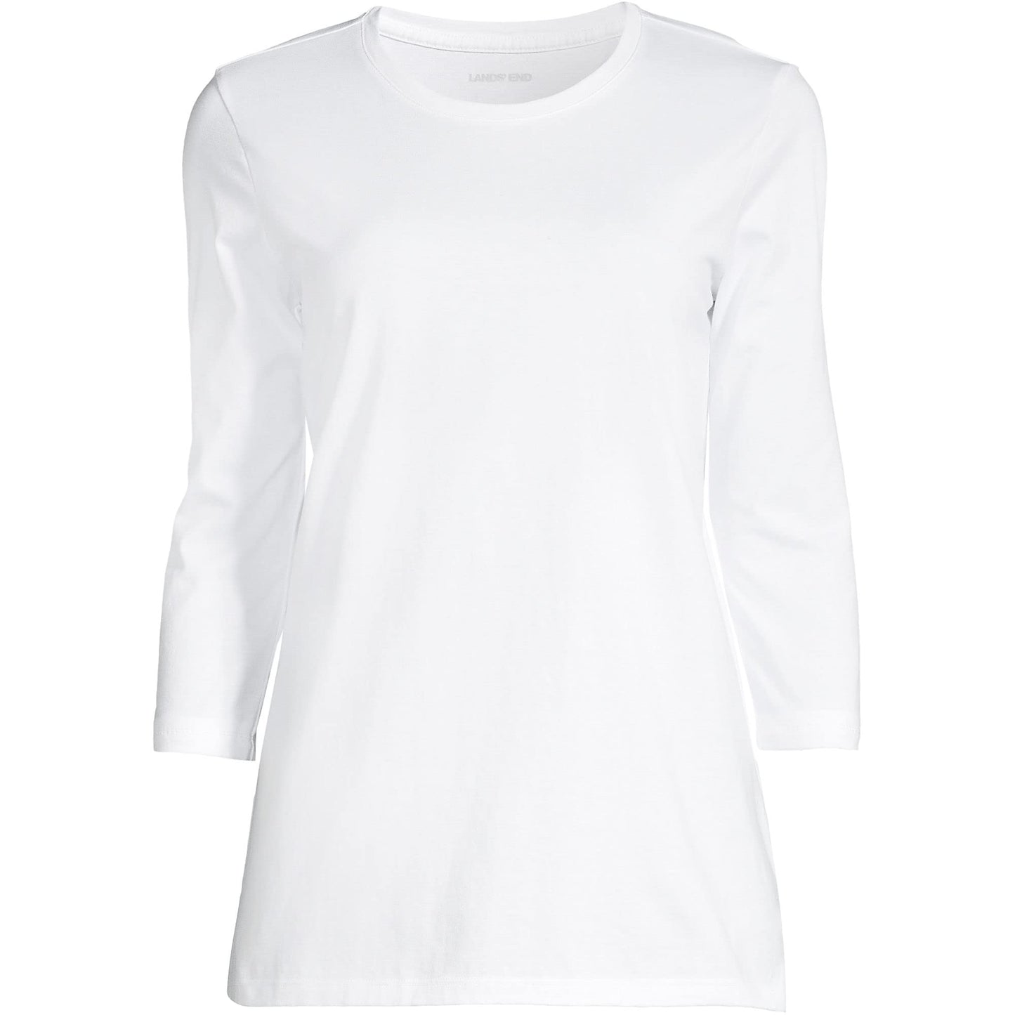Lands' End Womens 3Q Cotton Supima Crew Neck Tunic White Tall Large