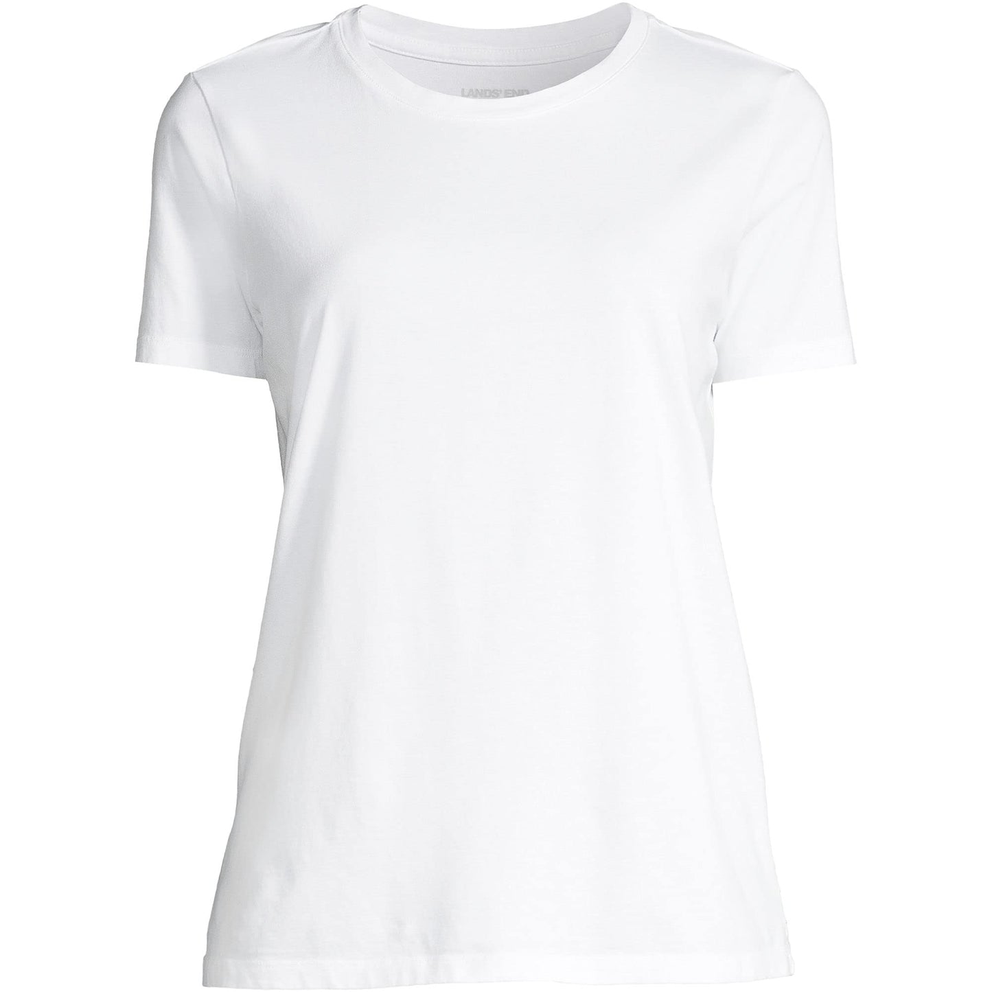 Lands' End Womens Short Sleeve Relaxed Supima Cotton Crew Neck T Shirt White Tall X-Large