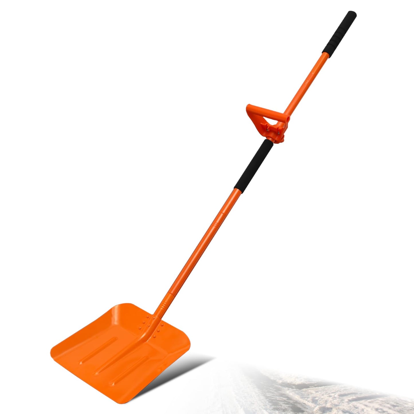 Snow Shovel for Driveway 69 Inch Portable Shovel with Back-Saving Tool Handle Adjustable Large Capacity Snow Shovel for Car Multifunctional Shovel for Cars Garden Farm, Orange