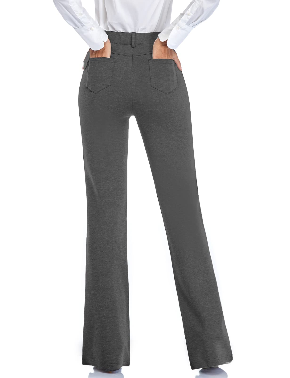 Tapata Women's 28''/30''/32''/34'' Stretchy Bootcut Dress Pants with Pockets Tall, Petite, Regular for Office Work Business 34",New Charcoal,XXL
