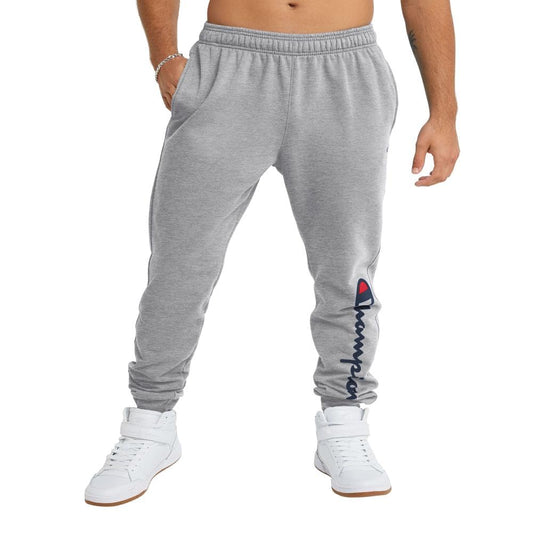 Champion Men's Fleece Joggers, Sweatpants, Standard Fit, Midweight, C, Available in Regular and Big, Oxford Gray-Classic Script Logo, 3X-Large Tall