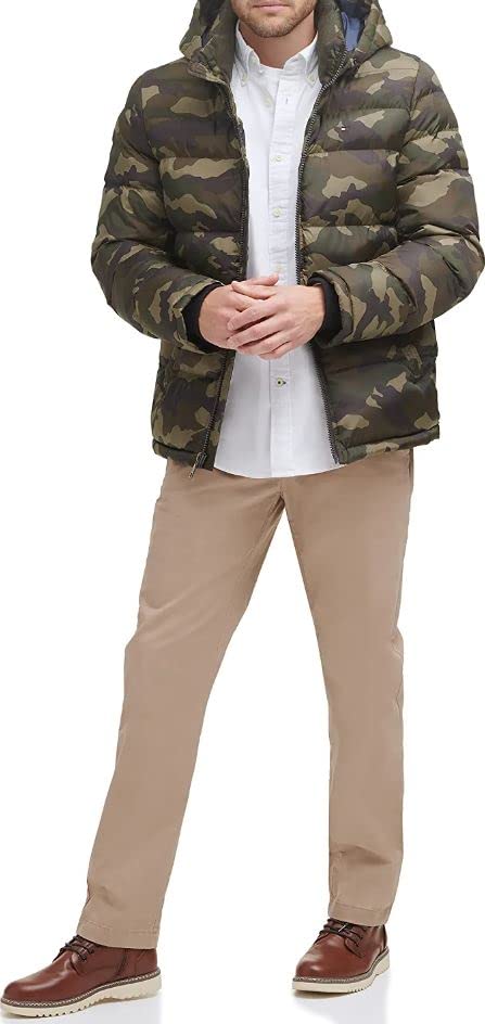 Tommy Hilfiger Men's Hooded Puffer Jacket, Camouflage, XX-Large Tall