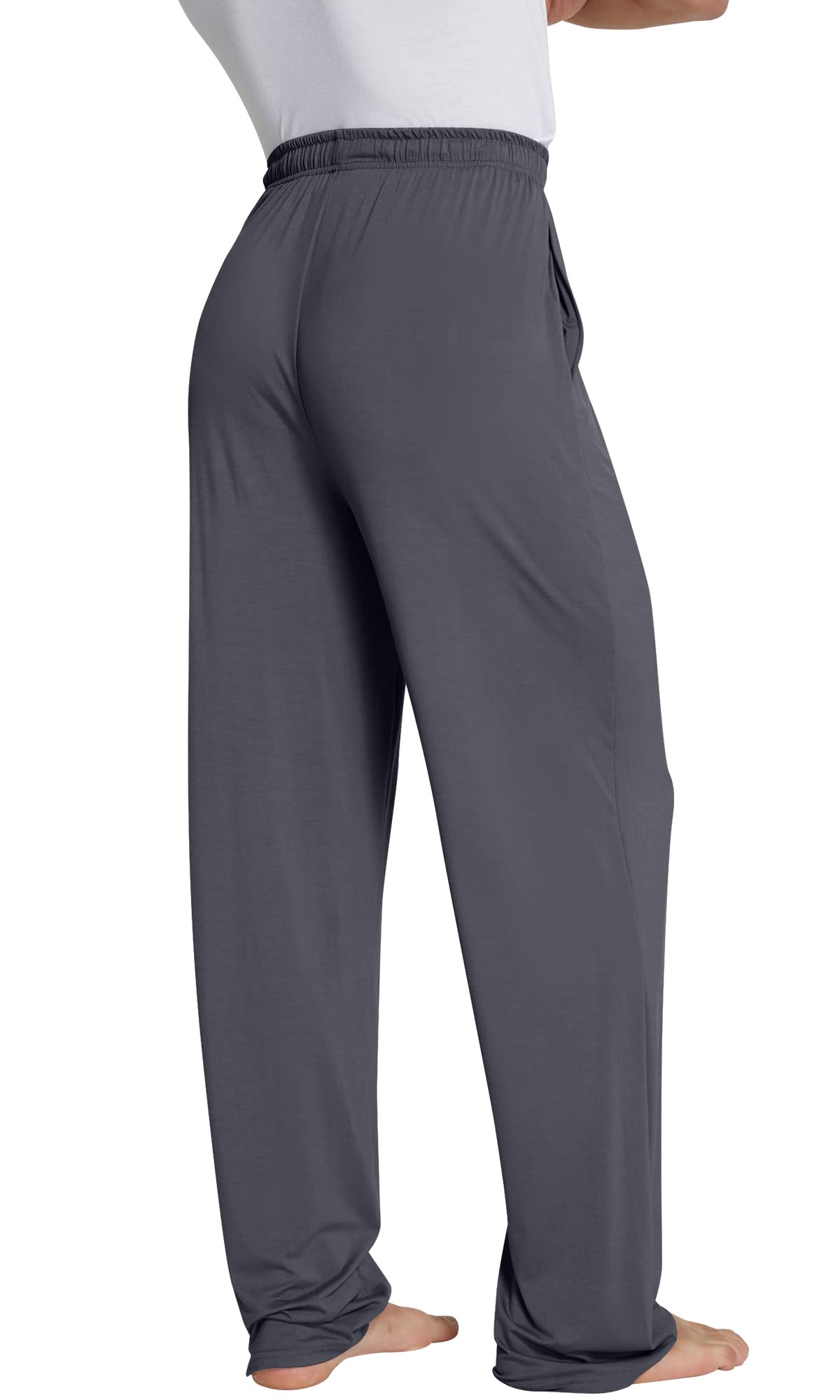 WiWi Bamboo Viscose Pajama Pants for Men Tall Sleep Bottoms Big Warm Long Pj Lightweight Lounge Sweatpants S-XXL, Charcoal, Small