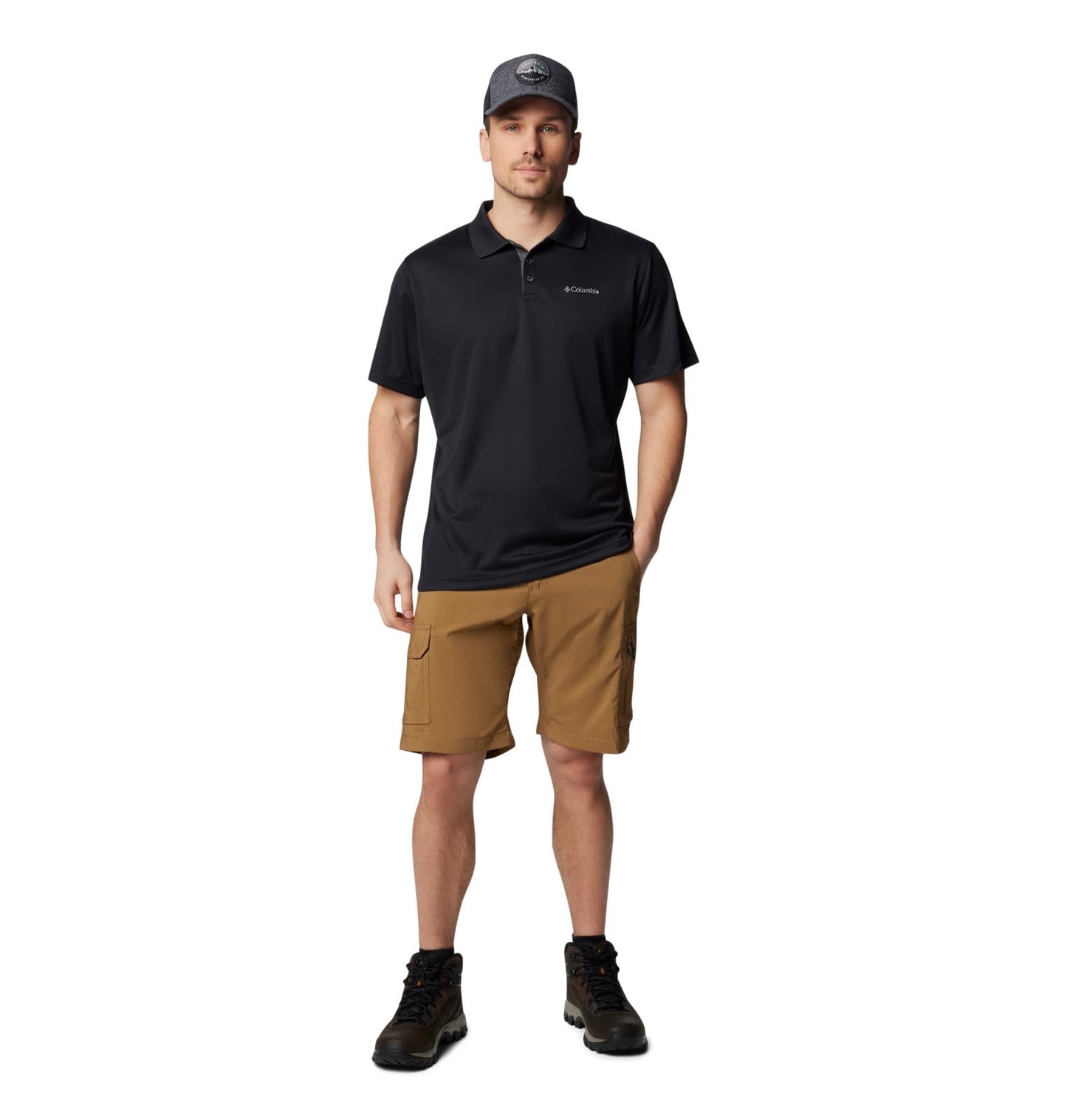 Columbia Men's Big & Tall Utilizer Short Sleeve Wicking Polo with UV Protection, Black, Large Tall